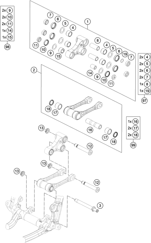 HUSQVARNA/KTM TRIANGLE LEVER REPAIR KIT REAR – 77204080110
