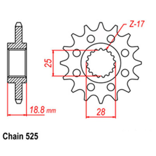 RT NUDA 17T FRONT SPROCKET