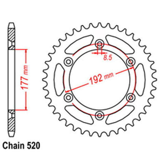 RT REAR SPROCKET HUSQVARNA 520