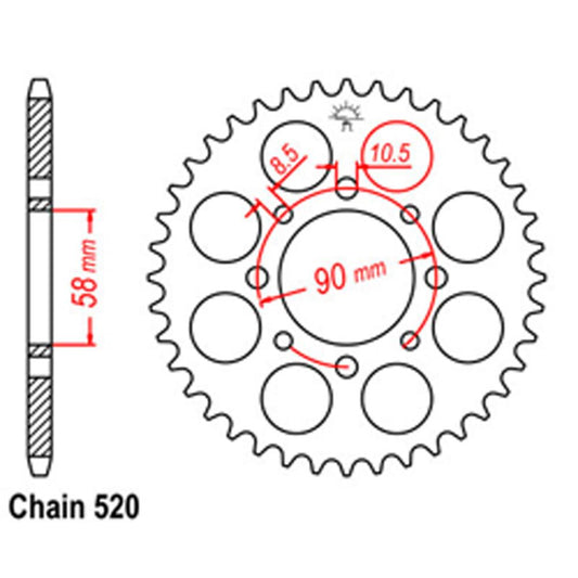 RK REAR SPROCKET HONDA KTM 520