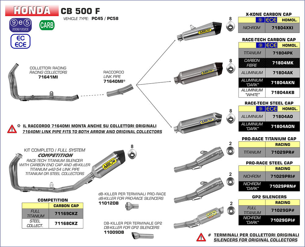 ARROW STAINLESS LINK PIPE FOR RACING COLLECTORS PIPE CB500 2016-18