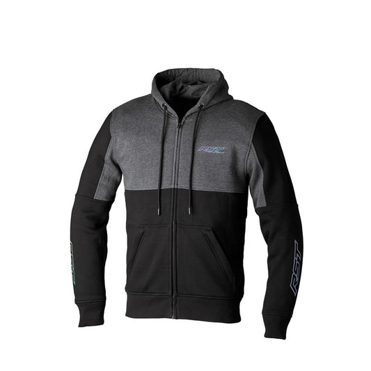 RST TEAM ZIP THROUGH CE KEVLAR HOODIE BLACK/GREY