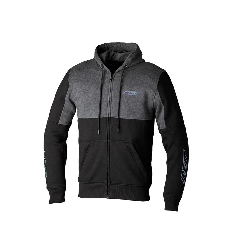 RST TEAM ZIP THROUGH CE KEVLAR HOODIE BLACK/GREY