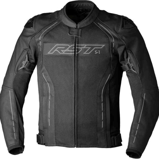 RST S-1 VENTED LEATHER MESH JACKET BLACK