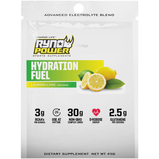 RYNO POWER HYDRATION FUEL POWDER LEMON LIME 45G SINGLE SERVE