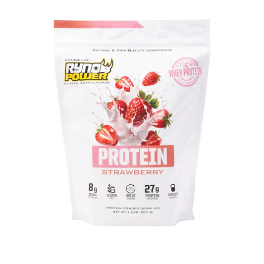 RYNO POWER PROTEIN POWDER STRAWBERRY 2LB 907G 20 SERVES