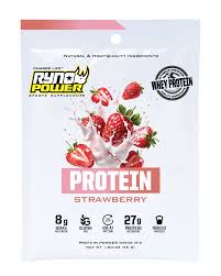 RYNO POWER PROTEIN POWDER STRAWBERRY 45G SINGLE SERVE
