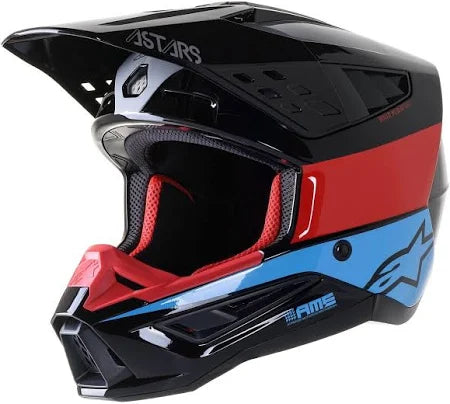 ALPINESTARS SM5 BOND HELMET BLACK/RED/CYAN/SILVER