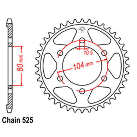 RK REAR SPROCKET KAWASAKI 525