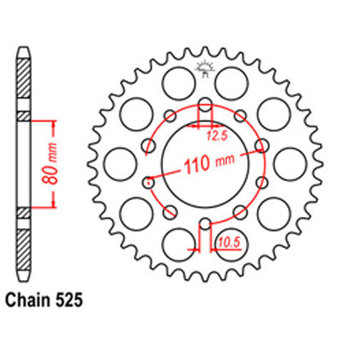 RT REAR SPROCKET HONDA 525