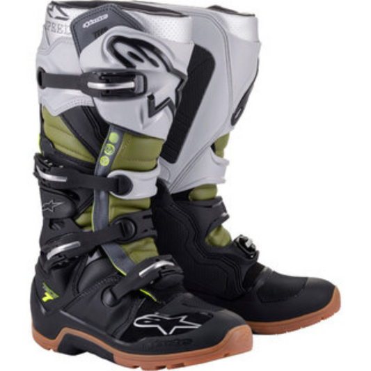 ALPINESTARS TECH 7 ENDURO BOOT BLACK/SILVER/MILITARY GREEN