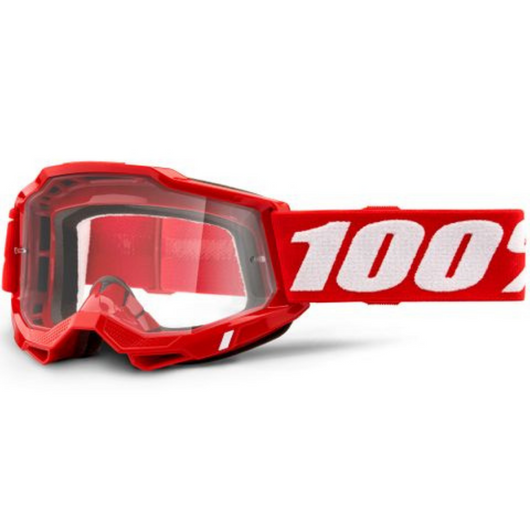 100% ACCURI2 ENDURO MOTO GOGGLE RED CLEAR LENS